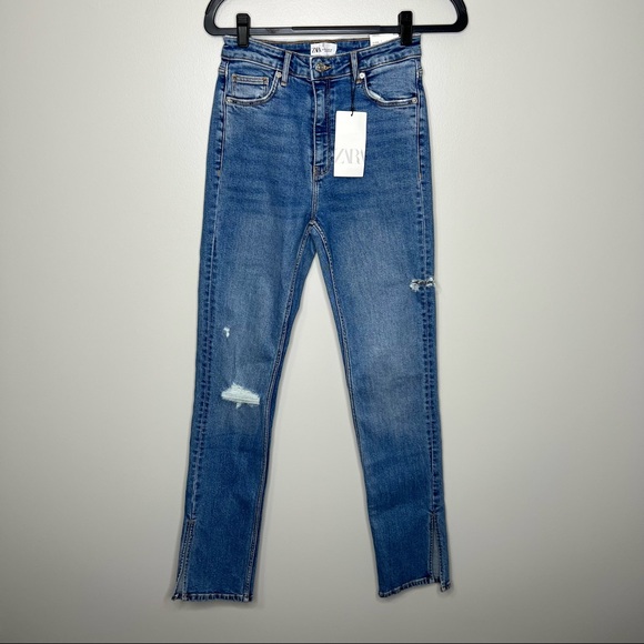 ZARA Split Skinny Jeans Distressed 6 - Picture 1 of 6